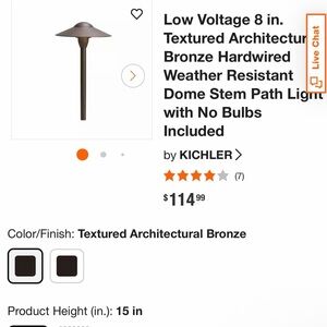 Set of 6 Kichler Textured Architectural Bronze Low Voltage Dome Stem Path Light